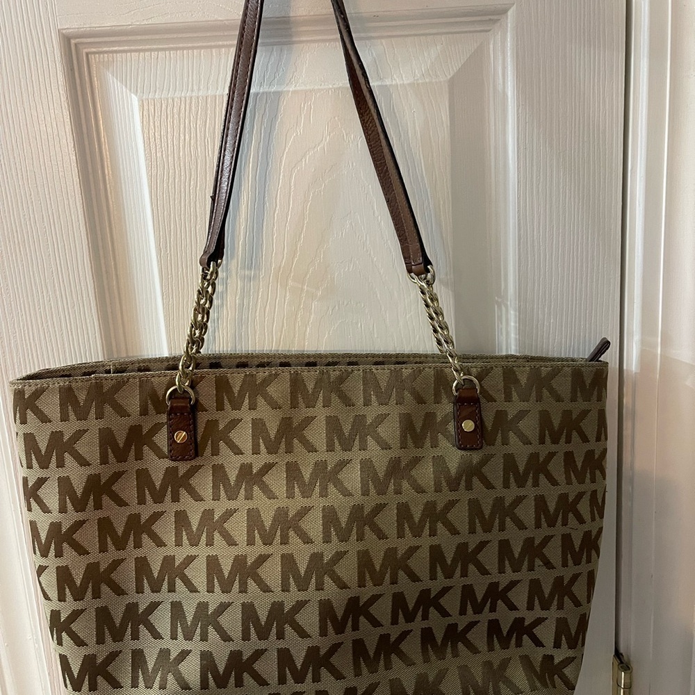 Michael Kors Tan and Brown Logo Tote